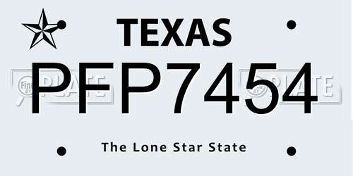 PFP7454 Texas License Plate