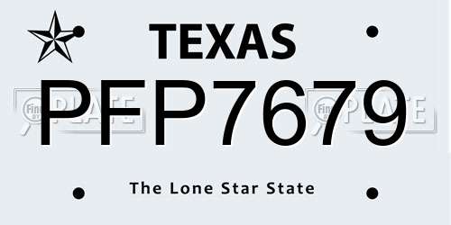 PFP7679 Texas License Plate
