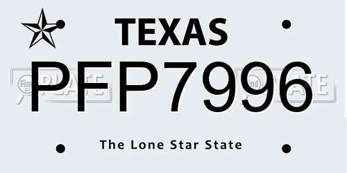 PFP7996 Texas License Plate