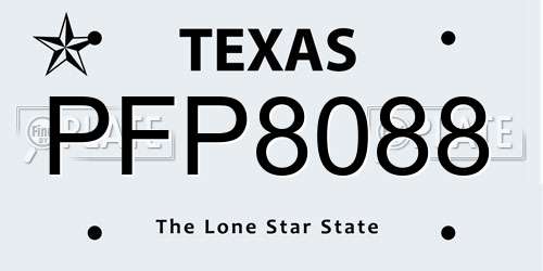 PFP8088 Texas License Plate
