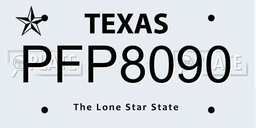 PFP8090 Texas License Plate