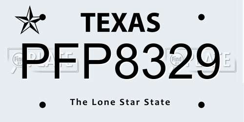 PFP8329 Texas License Plate