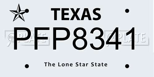 PFP8341 Texas License Plate