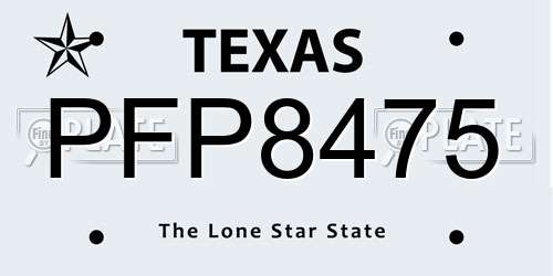 PFP8475 Texas License Plate