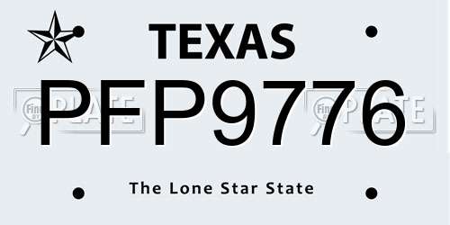 PFP9776 Texas License Plate