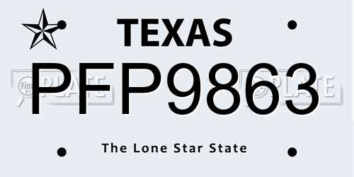 PFP9863 Texas License Plate