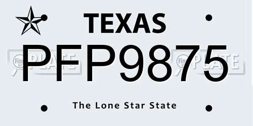 PFP9875 Texas License Plate