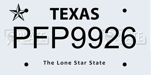 PFP9926 Texas License Plate