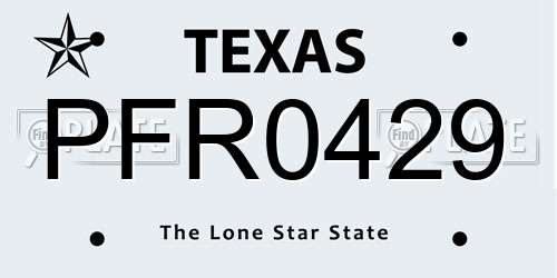 PFR0429 Texas License Plate