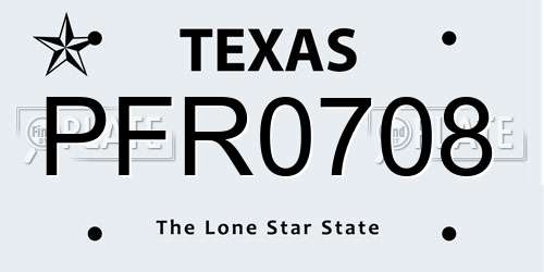 PFR0708 Texas License Plate