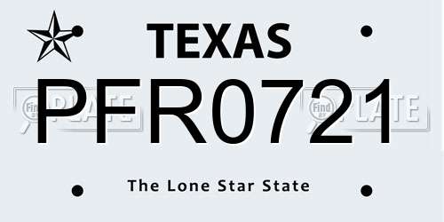 PFR0721 Texas License Plate