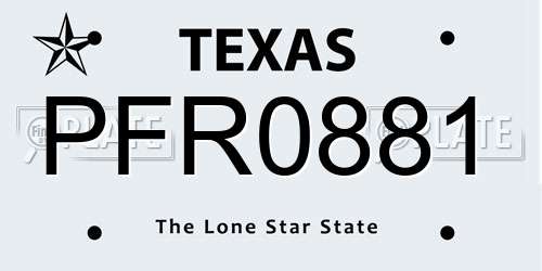 PFR0881 Texas License Plate