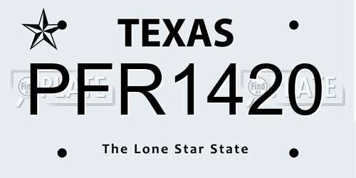 PFR1420 Texas License Plate