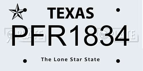 PFR1834 Texas License Plate
