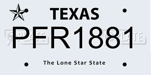 PFR1881 Texas License Plate