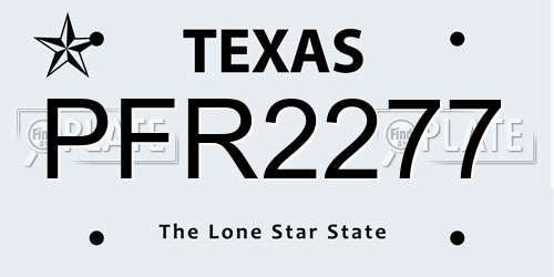PFR2277 Texas License Plate