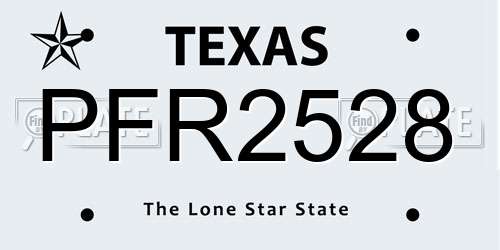 PFR2528 Texas License Plate