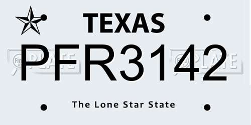 PFR3142 Texas License Plate