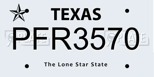 PFR3570 Texas License Plate