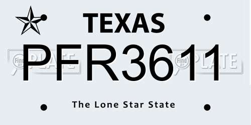 PFR3611 Texas License Plate