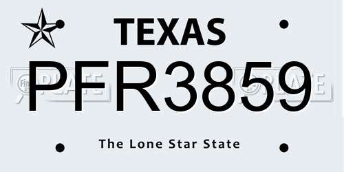 PFR3859 Texas License Plate