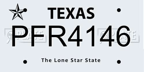 PFR4146 Texas License Plate