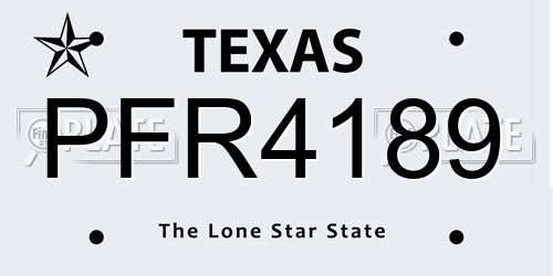 PFR4189 Texas License Plate