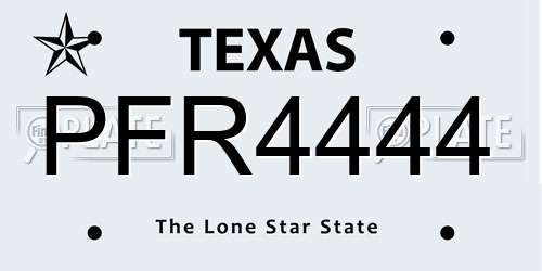 PFR4444 Texas License Plate