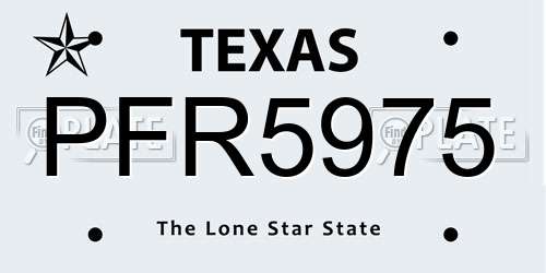 PFR5975 Texas License Plate