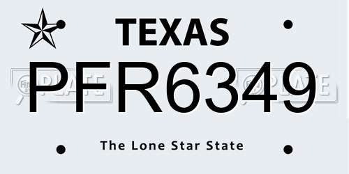 PFR6349 Texas License Plate