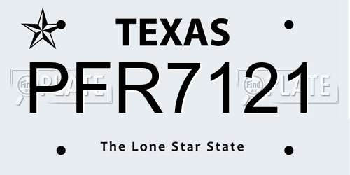 PFR7121 Texas License Plate