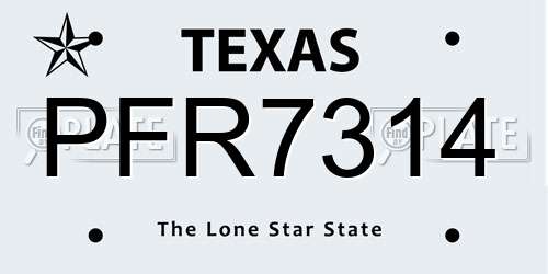 PFR7314 Texas License Plate