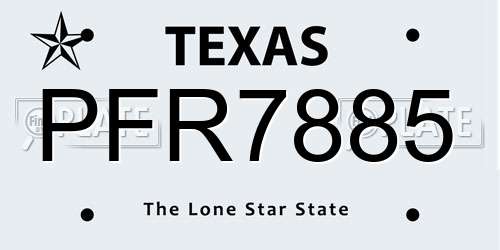PFR7885 Texas License Plate