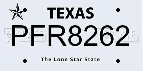 PFR8262 Texas License Plate