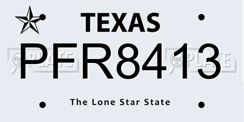 PFR8413 Texas License Plate