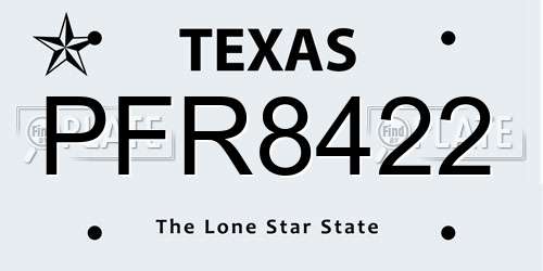 PFR8422 Texas License Plate