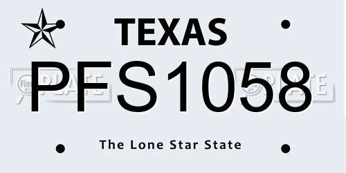 PFS1058 Texas License Plate