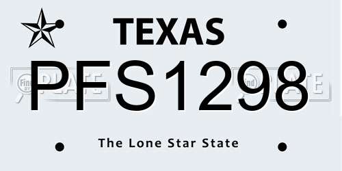 PFS1298 Texas License Plate