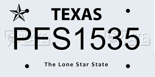 PFS1535 Texas License Plate