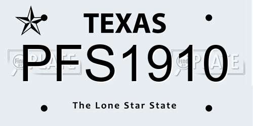 PFS1910 Texas License Plate