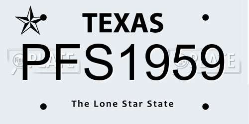 PFS1959 Texas License Plate
