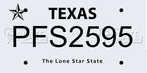 PFS2595 Texas License Plate