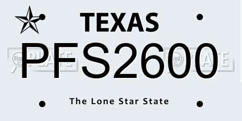 PFS2600 Texas License Plate