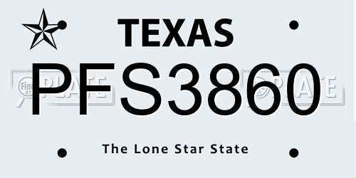 PFS3860 Texas License Plate