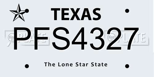 PFS4327 Texas License Plate