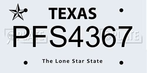 PFS4367 Texas License Plate