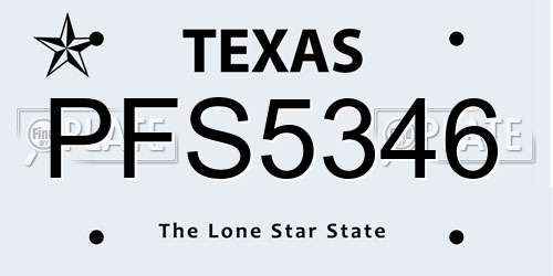 PFS5346 Texas License Plate