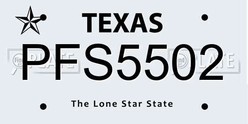 PFS5502 Texas License Plate