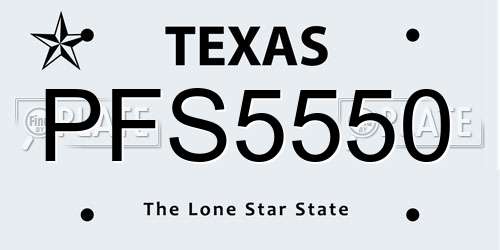 PFS5550 Texas License Plate