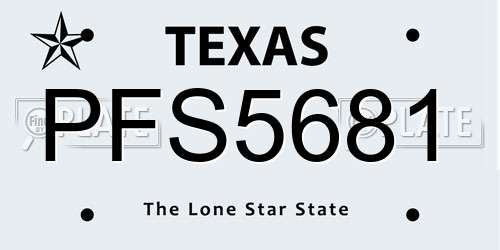 PFS5681 Texas License Plate